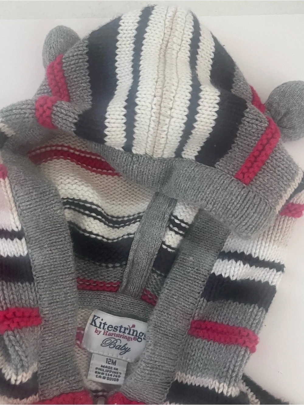 Hartstrings Baby Boy 3 Piece Set Striped Sweater, Wagon Shirt, Black Pants 12m